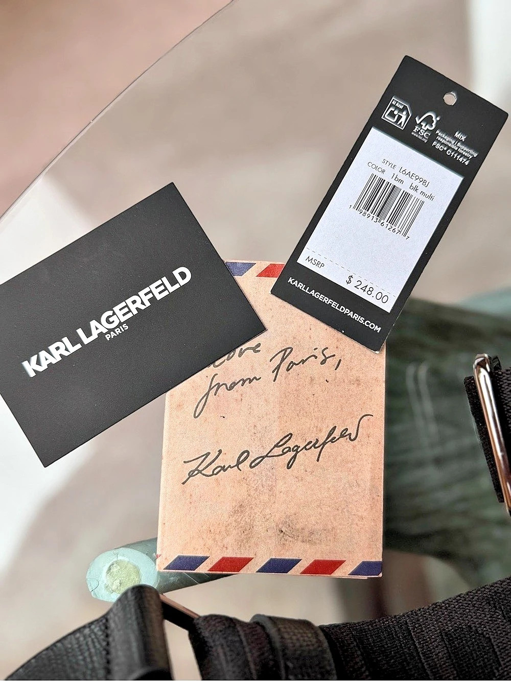 Karl Lagerfeld NWT Sequin Logo Double Compartment Crossbody Camera Bag in Black - Picture 5 of 11